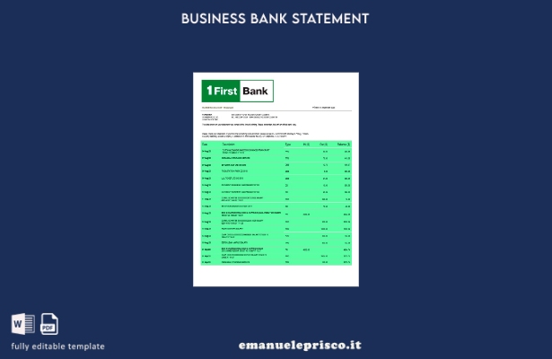 stile verificato Modello di modello Word e PDF di estratto conto della First Ban
